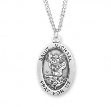 Patron Saint Michael Oval Sterling Silver Medal 