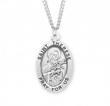 Sterling Silver St. Therese Medal Size 8-*24" Ch-Bxd