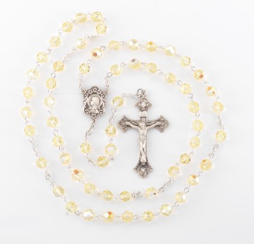 6mm Finest Crystal Jonquil Sterling Silver Rosary Bxd 73/117
