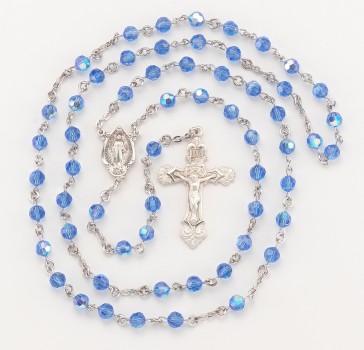 6mm Finest Sapphire Sterling Silver Rosary Bxd  96/154