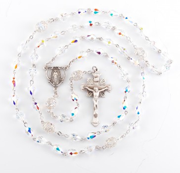 6x9mm Tear Drop Finest Crystal Sterling Silver Rosary-30/125