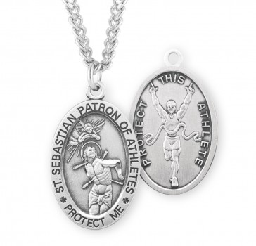Sterling Silver Oval St. Sebastian Track 24" Ch-Bxd