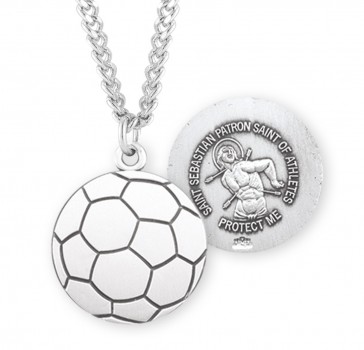  Saint Sebastian Sterling Silver Soccer Athlete Medal 