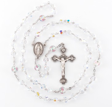 Finest Austrian Crystal and Venetian Glass Sterling Silver Rosary