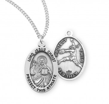 Lord Jesus Christ Oval Sterling Silver Female Softball Athlete Medal 