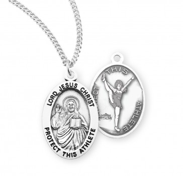 Lord Jesus Christ Oval Sterling Silver Female Cheer Athlete Medal 