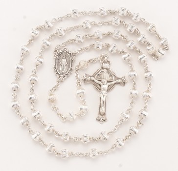 6mm Straight Corrugated Sterling Silver Bead-Bxd 80/171