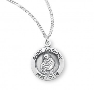 Saint Anthony Round Sterling Silver Medal