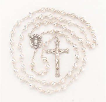 Spiral Corrugated Sterling Rosary 