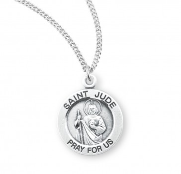 Saint Jude Round Sterling Silver Medal 