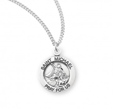 Saint Michael Round Sterling Silver Medal 