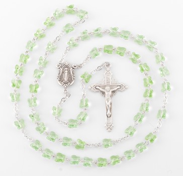 Peridot Finest Austrian Crystal Butterfly Sterling Silver Rosary  