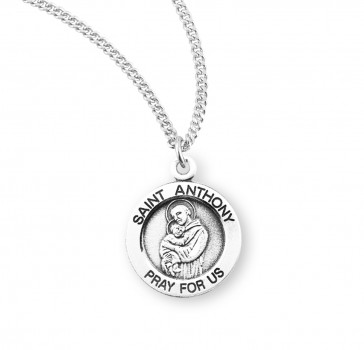 Saint Anthony Round Sterling Silver Medal 