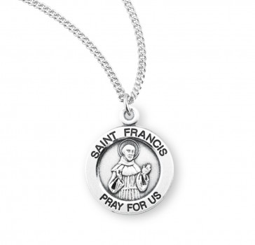 Saint Francis of Assisi Round Sterling Silver Medal 