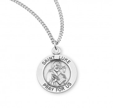 Sterling Silver Med Rd St Luke18" Ch-Bxd