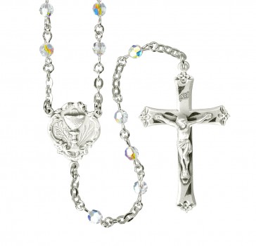 4mm Finest Crystal (AB) All Sterling Silver Rosary-Bxd  08/3864