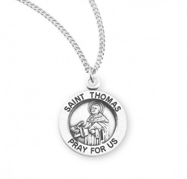 Sterling Silver Med Rd St Thomas Medal  18" Ch-Bxd