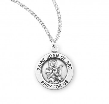 Sterling Silver Med Rd St Joan of Arc- 18" Ch-Bxd