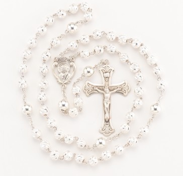 Frosted Sterling Silver Rosary