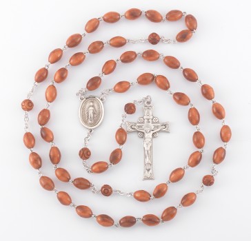 Brown Oval Cocoa Bead Sterling Silver Rosary Bxd 30/103