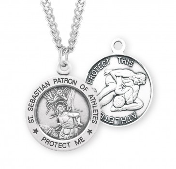 Sterling Silver Rd St Sebastian Wrestling 24" Ch-Bxd
