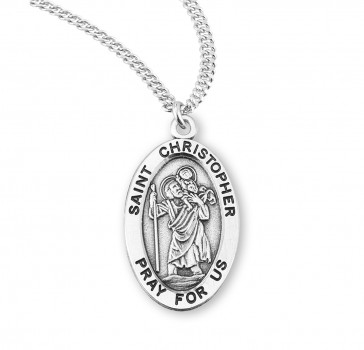 Patron Saint Christopher Oval Sterling Silver Medal 