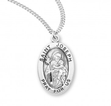 Sterling Silver Oval St Joseph Medal- *20" Ch-Bxd