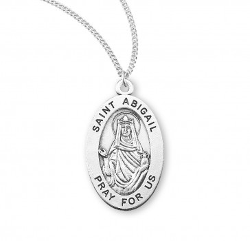 Sterling Oval St  Abigail Sz 4 Medal-*18" Ch-Bxd