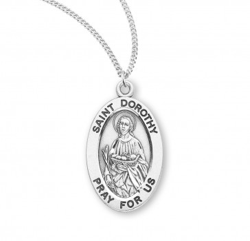 Sterling Oval St Dorothy-*18" Ch-Bxd