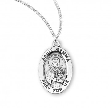 Sterling Oval St. Gemma Medal-*18" Ch-Bxd
