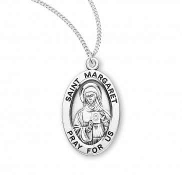 Sterling Silver Oval St Margaret -*18" Ch-Bxd