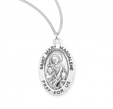 Sterling Silver Oval St Mary Magdalene-*18" Ch-Bxd