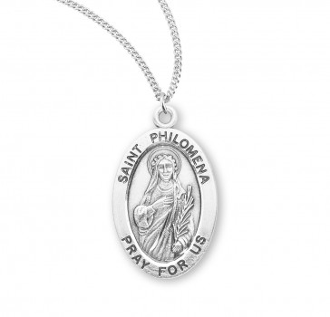 Sterling Silver Oval St Philomena-*18" Ch-Bxd