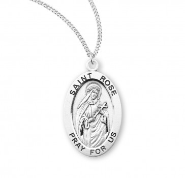 Sterling Silver Oval St Rose-*18" Ch-Bxd