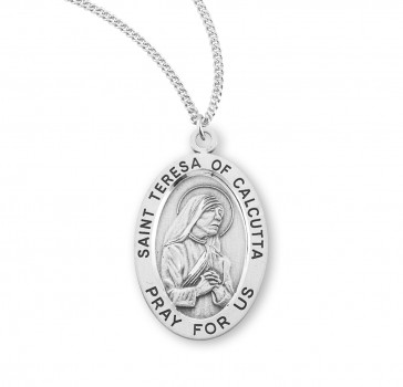 Sterling Silver Oval St. Teresa of Calcutta-*18" Ch-Bxd