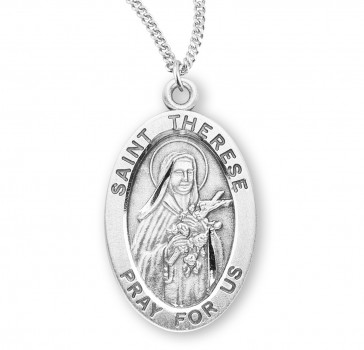 Sterling Silver Oval St. Therese-*18" Ch-Bxd