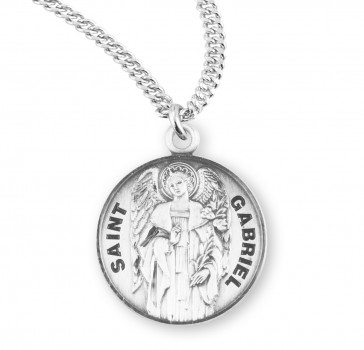 Sterling Silver Round St Gabriel-*20" Ch-Bxd