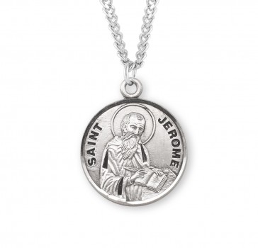 Sterling Silver Round St Jerome-*20" Ch-Bxd