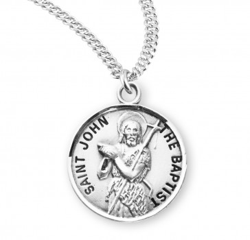 Sterling Silver Round St John The Baptist-*20" Ch-Bxd