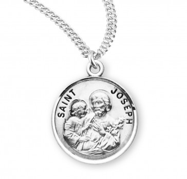 Sterling Silver Round St Joseph-*20" Ch-Bxd