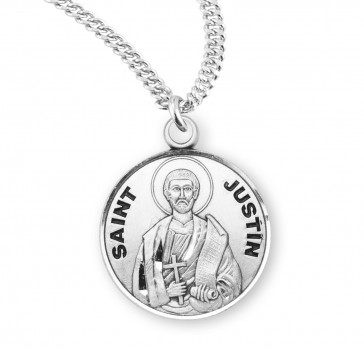 Sterling Silver Round St Justin-*20" Ch-Bxd