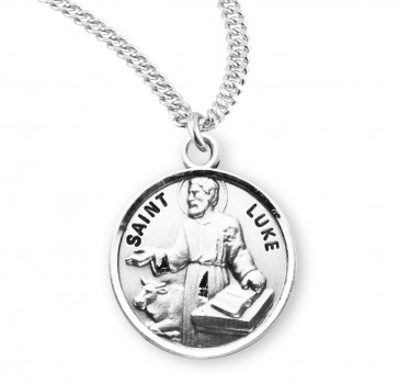 Sterling Silver Round St Luke-*20" Ch-Bxd