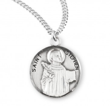 Sterling Silver Round St Stephen-*20" Ch-Bxd