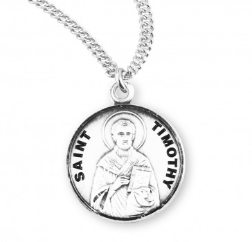 Sterling Silver Round St. Timothy -*20" Ch-Bxd