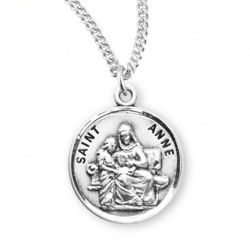 Sterling Silver Round St Anne-*18" Ch-Bxd