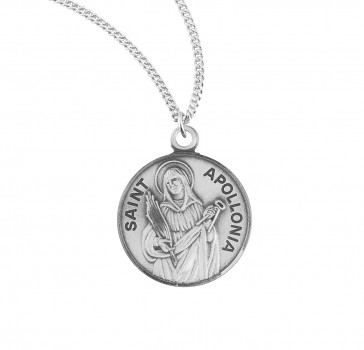 Sterling Silver Round St Apollonia-*18" Ch-Bxd