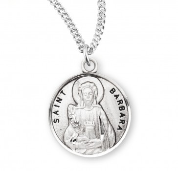 Sterling Silver Round St Barbara-*18" Ch-Bxd