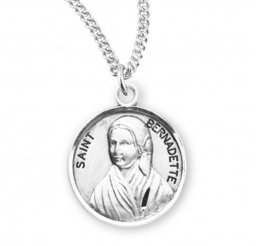 Sterling Silver Round St Bernadette-*18" Ch-Bxd