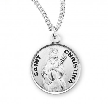 Sterling Silver Round St Christina-*18" Ch-Bxd