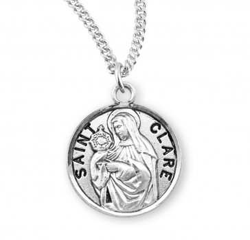 Sterling Silver Round St Clare-*18" Ch-Bxd